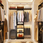 48" Small Closet Organizer, 4FT Closet System for Small Closets with 4 Hanging Rods & 3 Shelves, 80"H Small Closet Organizers and Storage for Bedrooms, Cloakrooms, Black