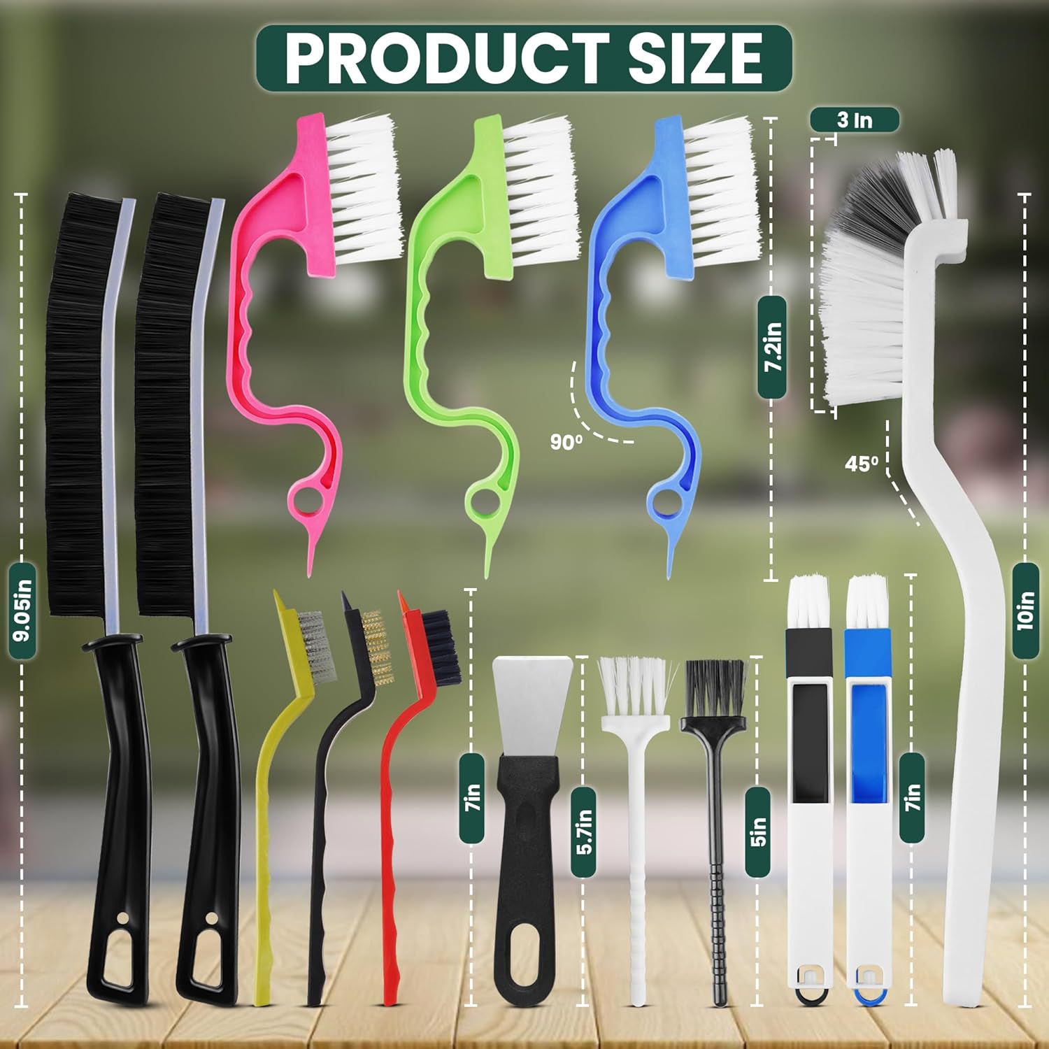 14 Pcs Crevice Cleaning Brush Set – Hard Bristle Cleaning Tools for Grout, Tile Floors, Gaps & Narrow Spaces – Multi-Purpose Grout Scrub Brush for Cleaning Bathroom, Shower, Window Tracks, Kitchen