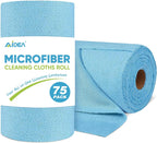 AIDEA Microfiber Cleaning Cloth Roll, 75PK, Reusable Tear Away Paper Towels, Microfiber Towels for Cars, Washable Shop Rags Blue, Lint Free Rags for House, Mechanic, Workshops, 11.5"×11.5"
