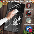 Karinear 2 Burner Electric Cooktop 12 Inch, Drop-in Electric Radiant Cooktop 220v - 240v with Child Safety Lock, Timer, Residual Heat Indicator, 3200W, Hard Wired, No Plug Electric Stove Top