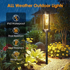 Solar Pathway Lights Outdoor Decor: Upgraded 4 Pack Bright Solar Powered Garden Lights Waterproof IP65, Long Lasting Decorative Outdoor Light for Yard Garden Patio Walkway Path (Warm White, 4 Pack)