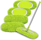 4 Pack Reusable Mop Pads Refill Compatible with Swiffer Sweeper Mop, Microfiber Wet Mopping Cloths for Floor Cleaning, Ideal for Home Cleaning Washable Floor (Green-4 Pack)