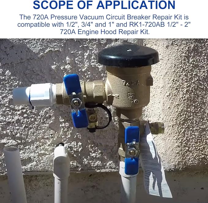 Pressure Vacuum Breaker Repair Kit and Bonnet Repair Kit, RK1-720A for Zurn Wilkins 1/2”, 3/4”, and 1”Pressure Vacuum Breaker