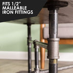 Pipe Decor 1/2" x 5" Malleable Cast Iron Pipe Nipple, Pre Cut Connectors, Industrial Steel Grey Fits Standard Half Inch Black Threaded Pipes Nipples and Fittings, Vintage DIY Furniture, 10 Pack