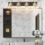 Aipsun Crystal Bathroom Vanity Lighting Black Vanity Light Fixtures Modern Vanity Light for Bathroom 4 Lights(Exclude Bulb)