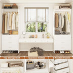 Aheaplus Closet System Closet Organizer, Wood Closet Organizer System, Walk-in Closet or Small Closets Wardrobe, Clothes Rack with Hanging Rods, 4FT Closets, Set of 2, White