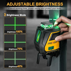 PREXISO 360 Laser Level with Tripod - IP54 Rechargeable Wide Angle Vertical Line Laser, 100Ft Green 3 Brightness Adjustment Self Leveling Cross Line for Construction, Floor Tile, Renovation