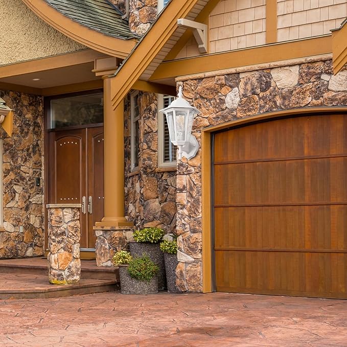 GRUENLICH Outdoor Wall Lantern, Wall Sconce as Porch Lighting Fixture with E26 Medium Base, Aluminum Housing Plus Glass, Water-Proof Rated, Bulb Not Included, White Finish, 2 Pack