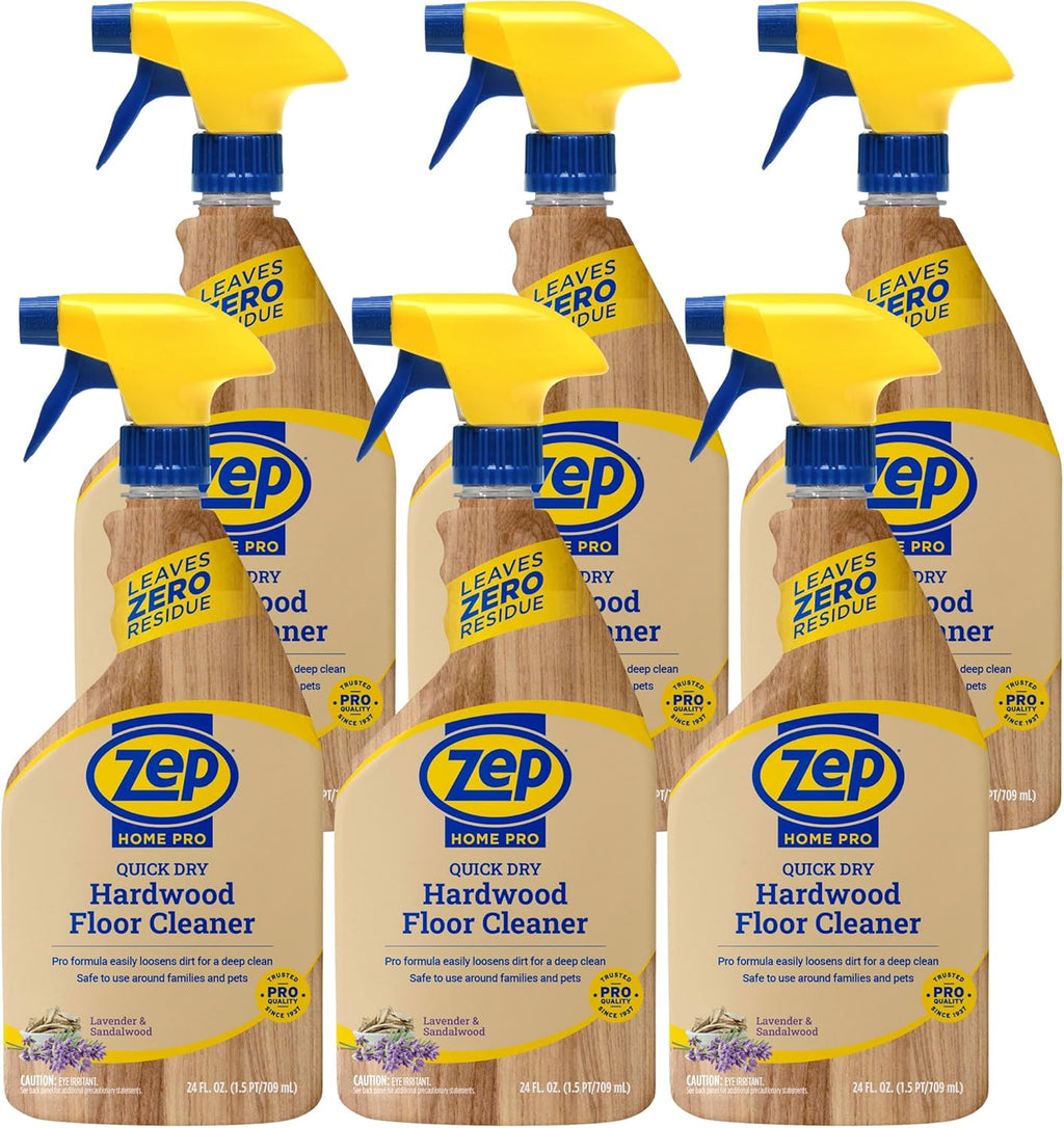 Zep Home Pro Quick Dry Hardwood Floor Cleaner - 24 Fl. Oz. - R49906 - Pro Trusted Cleaning Power: Now in Refreshing Scents and Family Friendly Formulas (6)…