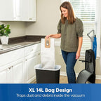 Vacmaster UB0402 Commercial Vacuum Cleaner Ultra-Lightweight 14L Capacity Bagged Upright Vac with LED Headlight and 2-Speed Setting Powerful Suction for Pets, Carpets & Hard Floor