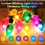 25 Pack Twinkle Christmas Replacement Bulbs, 7W Random Blinking Light Bulbs for Christmas String Light, Nightlights (Colorful,C7,E12 Intermediate Base)