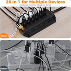 4000 Joules Surge Protector Power Strip, TESSAN 22 Outlets Large Power Strip with 4 USB(2 USB C), 10FT Heavy Duty Extension Cord with Multiple Outlets, 1875W/15A, for Home, Office, Gaming Room, Black