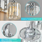 Bathroom Crystal Vanity Lights 2-Light Chrome Wall Lamp Modern Crystal Bathroom Light Fixtures Over Mirror 13.77" Long Wall Sconce