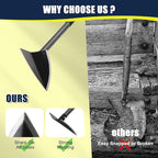 Extra-Sharp Triangular Hoe - Heavy Duty Gardening & Construction Tool with 15"-60" Adjustable Stainless Steel Pole, Detachable Design for Digging, Weeding, Trenching