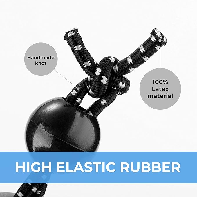 Cartman 60 Pack 6 Inch Ball Bungee Cords Canopy Ties with Elastic String for Canopy, Tarp, Straps, Tent, Black