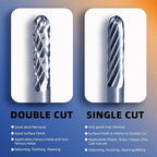 20PCS Carbide Rotary File Set 1/8" Shank Professional Carbide Burr Bits Kit for Precision Metal/Wood Carving, CNC Deburring & Jewelry Making