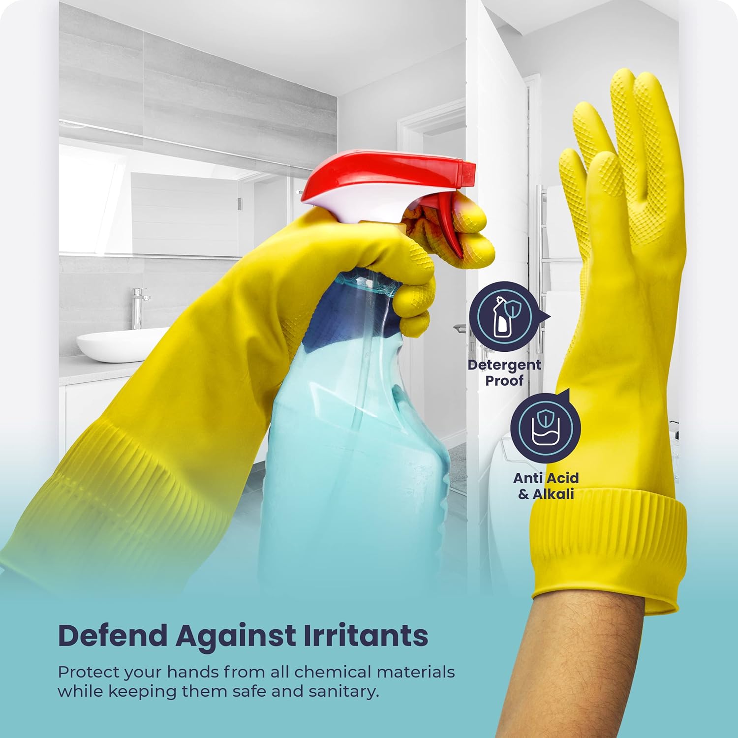 FMP Brands 3/6/12/60 Pairs 15 Inch Extra Long Rubber Dishwashing Gloves - Non-Slip for Cleaning, Kitchen, Bathroom, Gardening