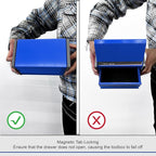 P.I.T. Mini Blue Tool Box, Portable 3 Drawer Steel Stackable Tool Box with Magnetic Tab Locking, Blue Micro Top Chest with Liner for Tools Storage and Organizers, Home DIY