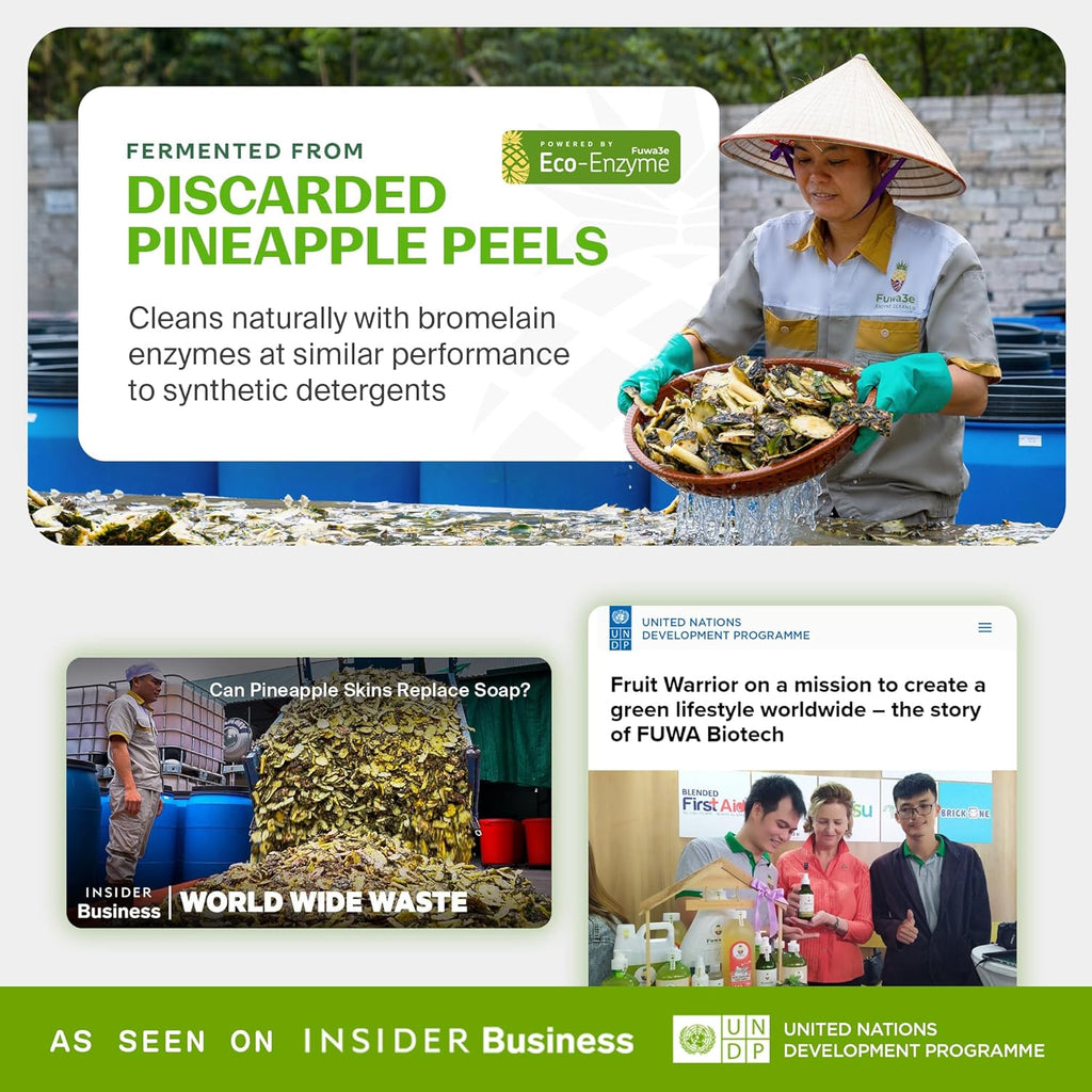 Fuwa3e Pineapple Enzyme Natural Floor Cleaner Lime & Lemongrass - 33.8oz 1 Pack (Makes 44 Gallons) - 99% Organic Mop Soap with Fermented Pineapple Peels - Multi Surface Non Toxic Floor Cleaner