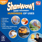 Original Shamwow - Super Absorbent Multi-Purpose Cleaning Shammy Chamois Towel Cloth - Holds 10X its Weight in Liquid - Machine Washable - Will Not Scratch (8 Pack, Orange)