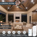 60 Inch Ceiling Fans with Lights, Outdoor Ceiling Fans for Patios with Light Damp Rated, 3 Blades Wood DC Ceiling Fan Modern Large Airflow Commercial Ceiling Fan with Remote & APP for Exterior Indoor