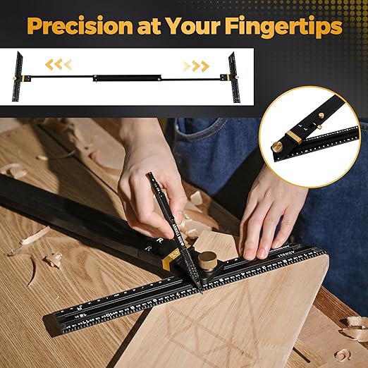 Stair Tread Template Tool (Black with stabilizing Blocks) Stair Tread Measuring Tool - Stair Tread Jig - Stair Tread Gauge - Modern Stair Template Tool