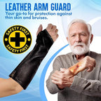 Arm Chaps Leather Protective Sleeves Arm Guard - Prevent Cuts, Scratches & Bruises - Genuine Cowhide - Ideal for Gardening & Construction - Left & Right Form-Fitting. Black (1 Pair/XX-Small).