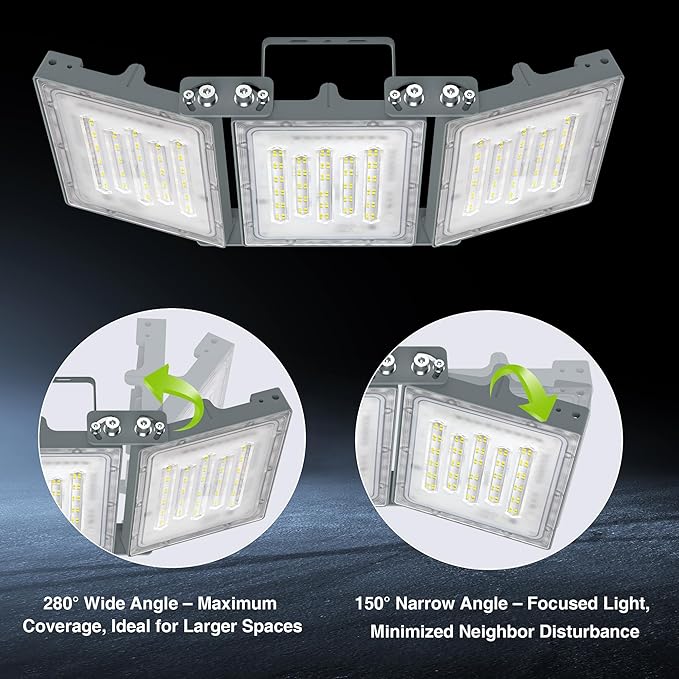 STASUN 2 Pack 300W LED Flood Lights, Mini Series Outdoor Floodlight, 30000LM 6000K Daylight White, IP66 Waterproof, 3 Adjustable Heads, Exterior Flood Lights for Yard, Driveway, Garage, Patio,Barn