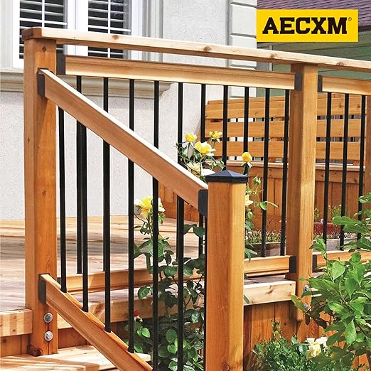 201 Stainless Steel 2" x 4" (1 ½" x 3 ½" Actual) Deck Railing 35° Stair Connectors, for Deck Railing Stair Handrail Connection Installation Deck Railing Bracket (2 Pair-Black)