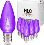 HLO Lighting Smooth C9 Christmas Lights | Purple LED Bulbs for Indoor & Outdoor Christmas Decor | Set of 25