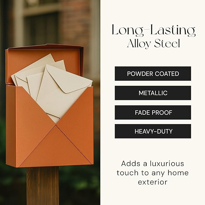 NACH Mailboxes for Outside Wall Mount, 10 x 10 x 4 inch Copper Mail Boxes for House Outside, Waterproof Mailboxes for Outside - Chicago Style Mail Box