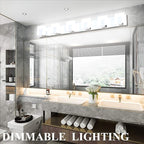 Aipsun 6 Lights Dimmable Modern LED Bathroom Vanity Light Acrylic Stainless Steel Chrome Up and Down Bathroom Wall Light Over Mirror(White Light 6000K)