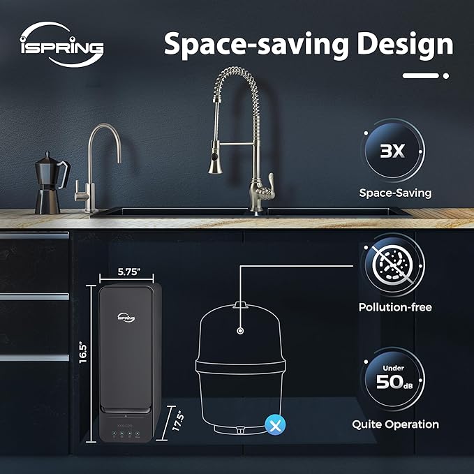 iSpring RO1000-ORB Tankless Reverse Osmosis Water Filtration System, 1000 GPD Fast Flow