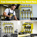 Heavy Duty Drill Holder & Power Tool Organizer Wall Mount, Metal Cordless Tool Organizer for Cordless Drill, Accessory Holder Rack (3L4D WITH CHARGING STATION (YELLOW), With Charging Station)