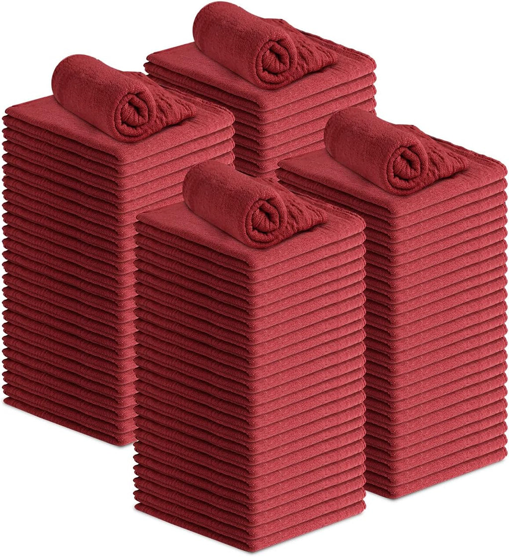 Avalon Towels Cotton Shop Rags – (Pack of 100) Size 12x14 Inches Cleaning Rags – Absorbent Shop Towels and Multipurpose Cleaning Towels for Automobiles, Industries, Garage and Homes (Red)