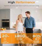 CLOUDY BAY 20W 8 inch LED Recessed Lights,5Color 2700K/3000K/3500K/4000K/5000K Selectable,Dimmable CRI 90+,IC Rated,ETL Listed,Ultra Thin Recessed Downlight with Junction Box,White,6 Pack