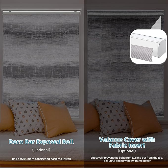 SmartWings Motorized Smart Blinds with Remote, Automatic Blackout Roller Shade Work with Alexa Homekit Thread Google Z-Wave, Electric Blind for Window, Custom Width Up to 110" W,Safari Rock Grey