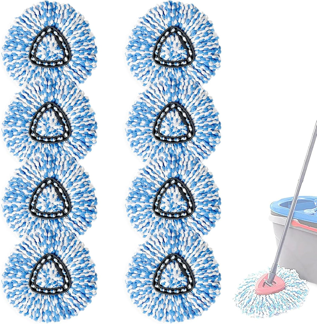 8 Pack Spin Mop Replacement Heads,100% Microfiber Spin Mop Refill Head,360° Spinning Mop Replace Head for Floor Cleaning, Only Fit for RinseClean 2-Tank System