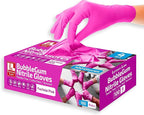 4 Mil – Fuchsia Pink Nitrile Gloves – Disposable Latex Free & Powder Free– Chemical Resistant, Pink Rubber Gloves