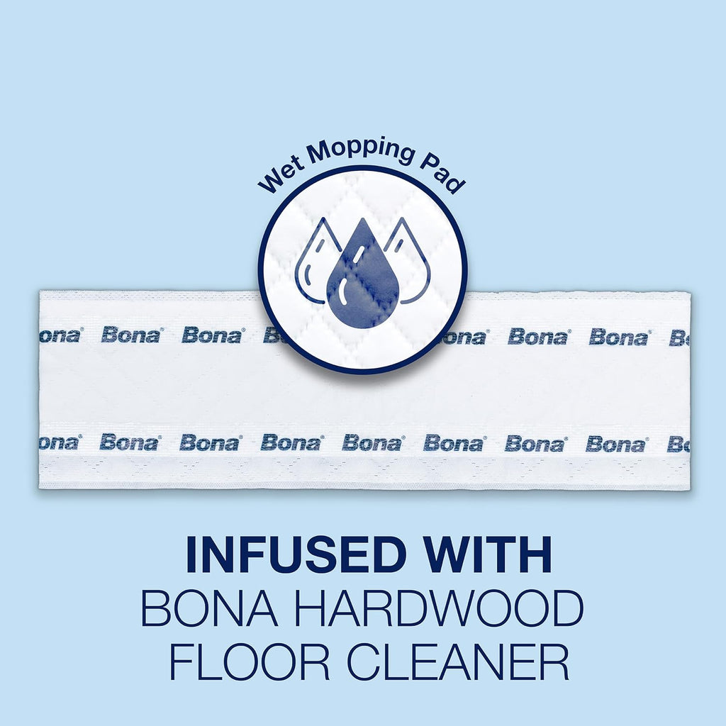 Bona Hardwood Floor Disposable Wet Cleaning Pads - 12 cleaning pads per pack - unscented - Use Mops - Residue-Free Floor Cleaning Solution for Wood Floors (Pack of 2)