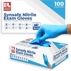 Synsafe 4 Mil - Blue Nitrile Exam Gloves –Disposable Latex Free & Powder Free – Extra Strong, Rubber Gloves