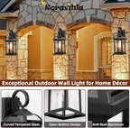 2-Pack Outdoor Wall Lights Dusk to Dawn, 15 Inch Aluminum Anti-Rust Exterior Light Fixture with IP65 Clear Tempered Glass Large Outside Wall Sconce Lanterns for House Matte Black