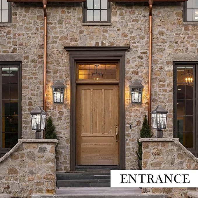 Darkaway Outdoor Sconce Lights Wall Light Fixtures, Exterior Porch Light Outdoor Sconce Anti-Rust Waterproof Aluminum Outside Light with Water Ripple Glass for Patio Yard Doorway Garage