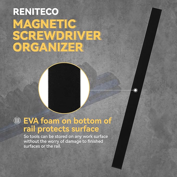 Magnetic Screwdriver Organizer, Aluminum Alloy Rail Tool Holder, Fits Up to 16 Screwdrivers (Blue)