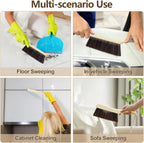 Handheld Dusting Cleaning Brushes Wood Handle Soft Bristle Small Broom, for Clean Dust, 2 Pack, Brown