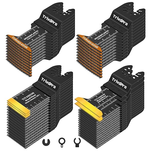 Oscillating Tool Blade Multitool Blades - TrivdPro 50pcs Multi Tool Blades Kits Oscillating Saw Blades for Metal Wood Plastic, Oscillator Blades for Multi Tool Fits Dewalt Milwaukee Ryobi Fein Bosch