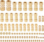 90PCS Brass Tube Pipe Fittings Kit, Nylon Tubing Fittings Assortment 1/8" 3/16" 1/4" 3/8" 1/2" OD Compression Union Straight Connector & Sleeves Ferrules for Truck Airlines and Industrials