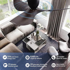 52-Inch Black Ceiling Fan Without Light, Modern Low-Profile Flush Mount Fan with Remote, 6-Speed Reversible Quiet DC Motor,for Patio, Living Room, Bedroom (No Light)