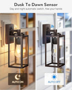 VIANIS 14.5" Outdoor Light Fixture, Oil Rubbed Bronze Dusk to Dawn Outdoor Lighting, Porch Lights with Tempered Seed Glass, Outside Lights for House, Porch, Waterproof Anti-Rust, 2 Pack