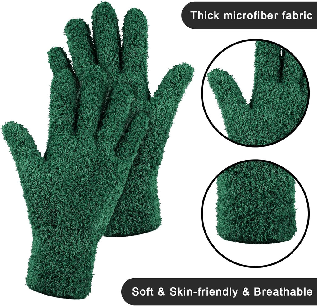 Patelai 3 Pairs Microfiber Plant Dusting Gloves Leaf Cleaning Gloves for Indoor Plants, Blinds, Furniture, House(Small,Brown, Dark Green, Dark Red)
